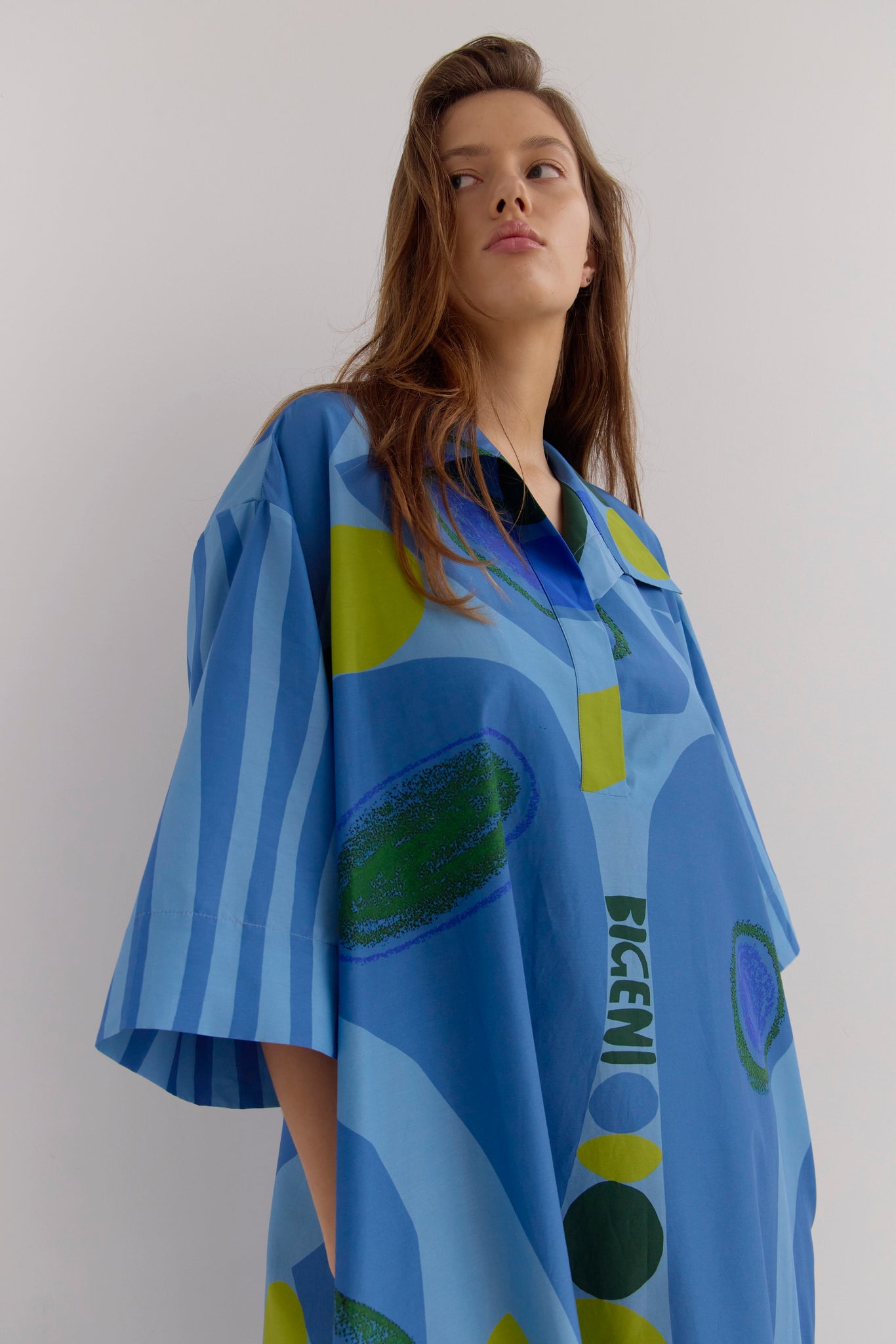 DANTAS TUNIC SHIRT DRESS- MIX PRINT RIZZ/SKY STRIPE