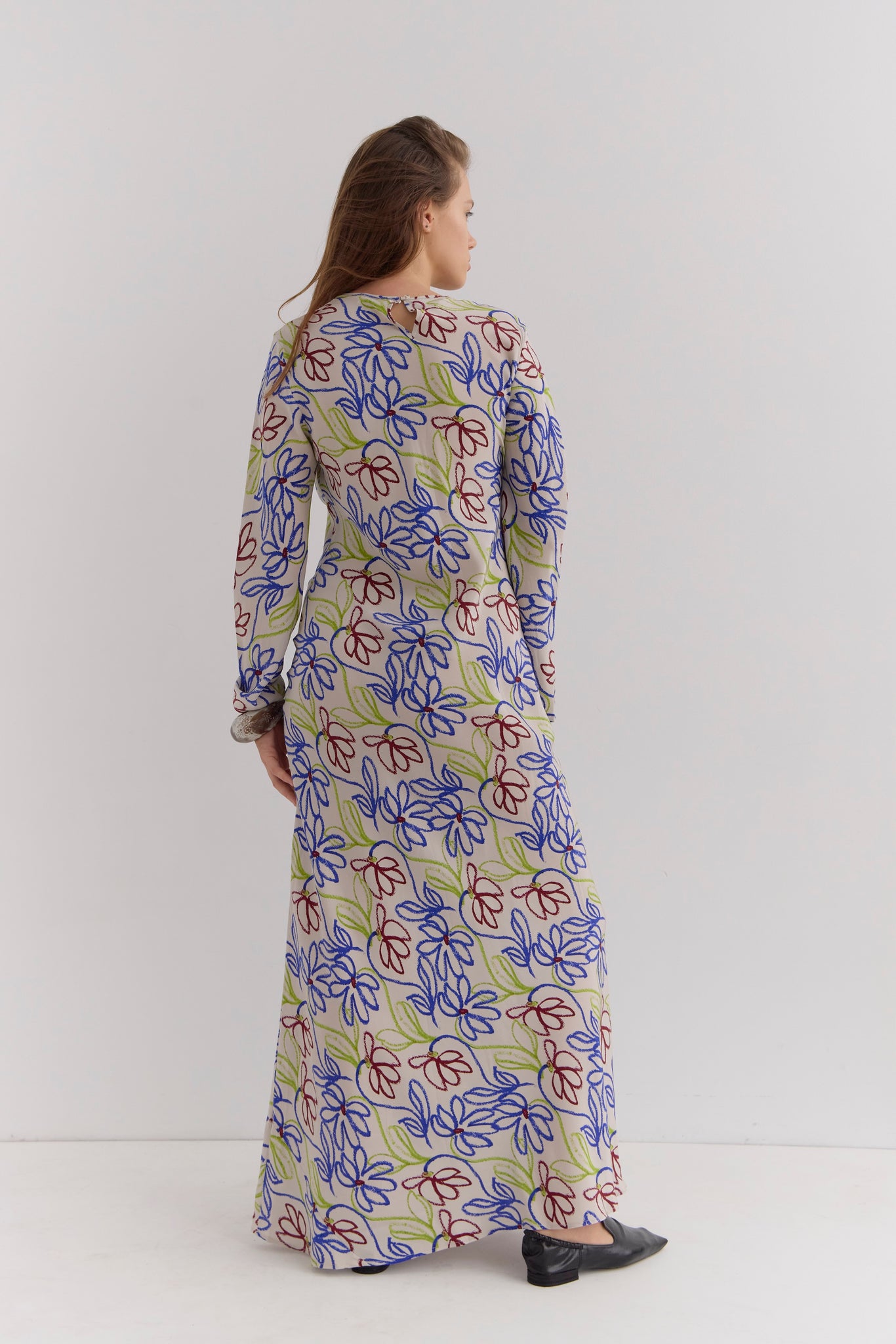 LEONG BIAS CUT LONG SLEEVE DRESS- MARTY PRINT