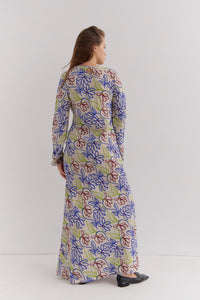 LEONG BIAS CUT LONG SLEEVE DRESS- MARTY PRINT