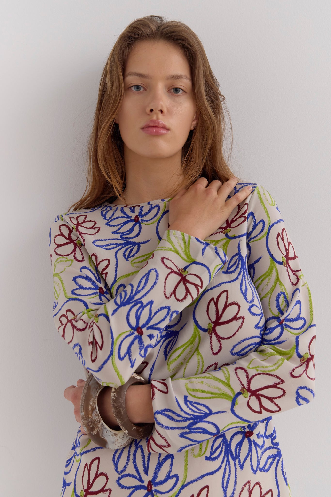LEONG BIAS CUT LONG SLEEVE DRESS- MARTY PRINT