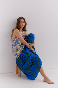 PRINNIE SINGLET FLARED DRESS - MIX PRINT MARTY/AZURE STRIPE
