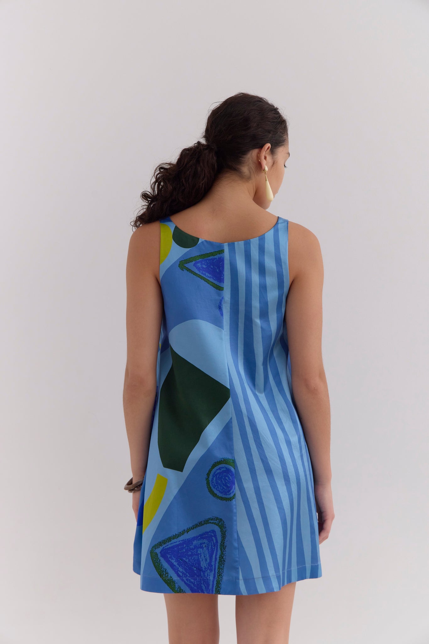 LOU LOU MINI FLARE DRESS - MIX PRINT RIZZ/SKY STRIPE