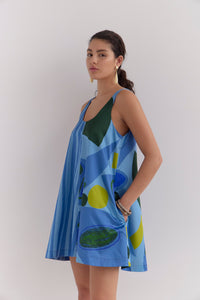 LOU LOU MINI FLARE DRESS - MIX PRINT RIZZ/SKY STRIPE