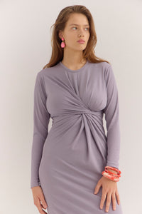 TONG TWIST FRONT DRESS - LILAC