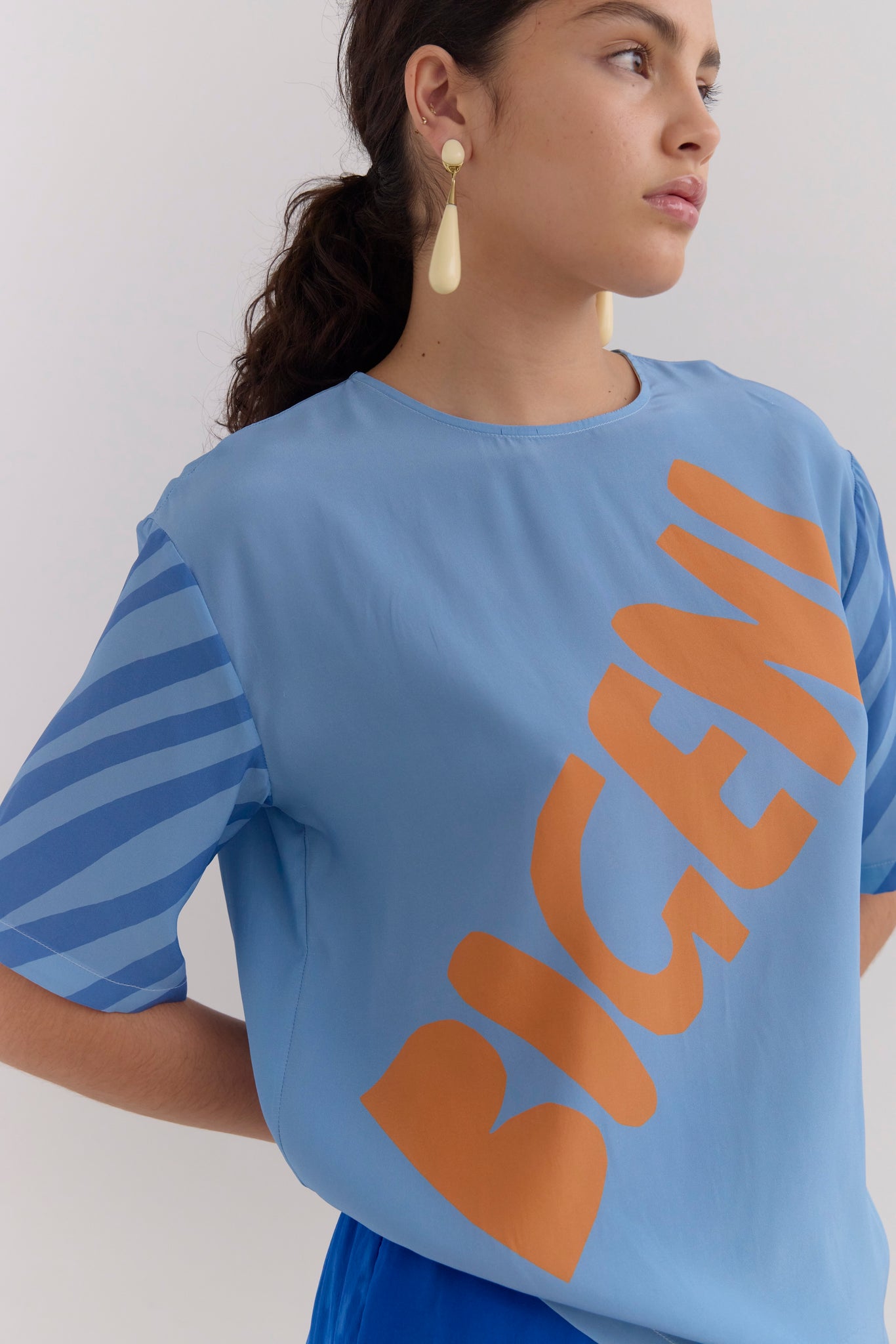 GINO BIAS CUT T-SHIRT - BIGENI PRINT