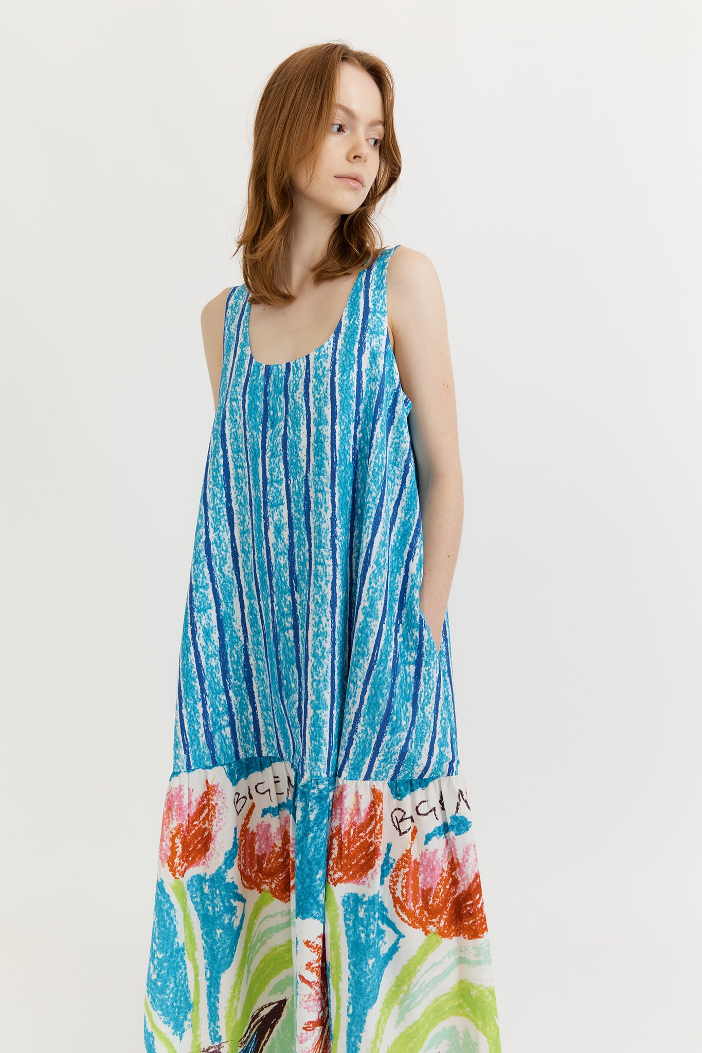 PRINNIE FLARED SINGLET DRESS-MIX PRINT