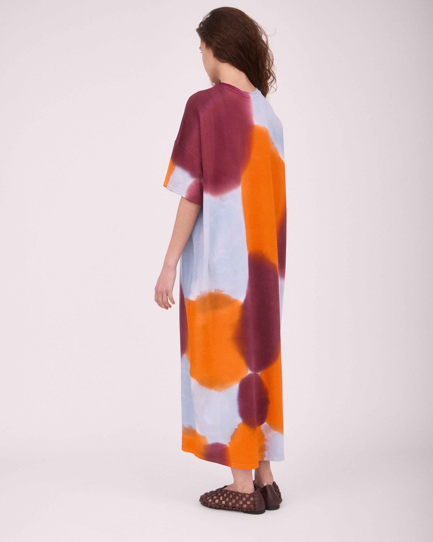 ADELE OVER-SIZED MAXI DRESS ORANGE/BURGUNDY/BLUE GREY