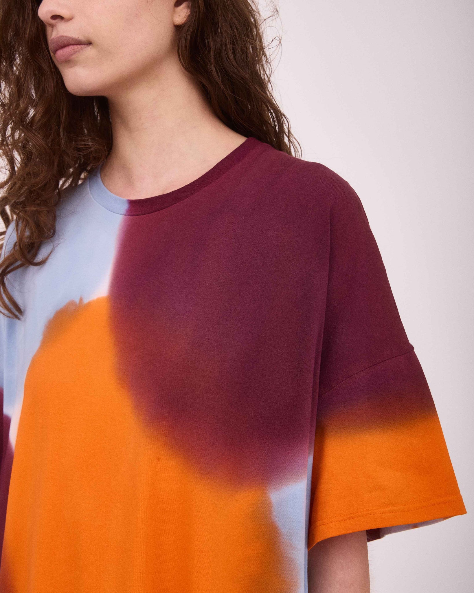 ADELE OVER-SIZED MAXI DRESS ORANGE/BURGUNDY/BLUE GREY