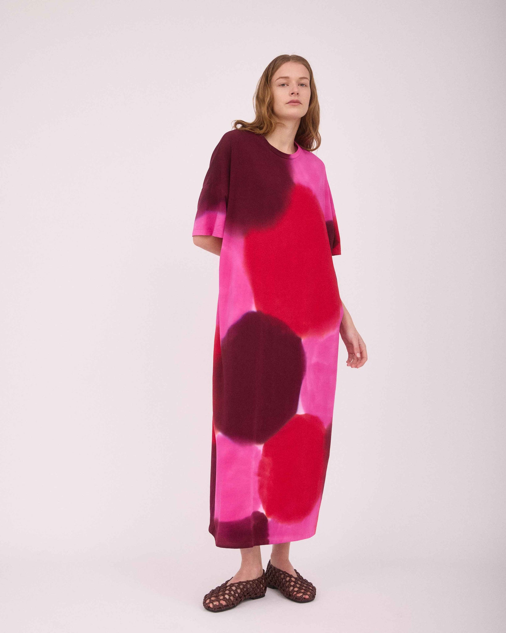ADELE OVER-SIZED MAXI DRESS RED/PINK/BURGUNDY