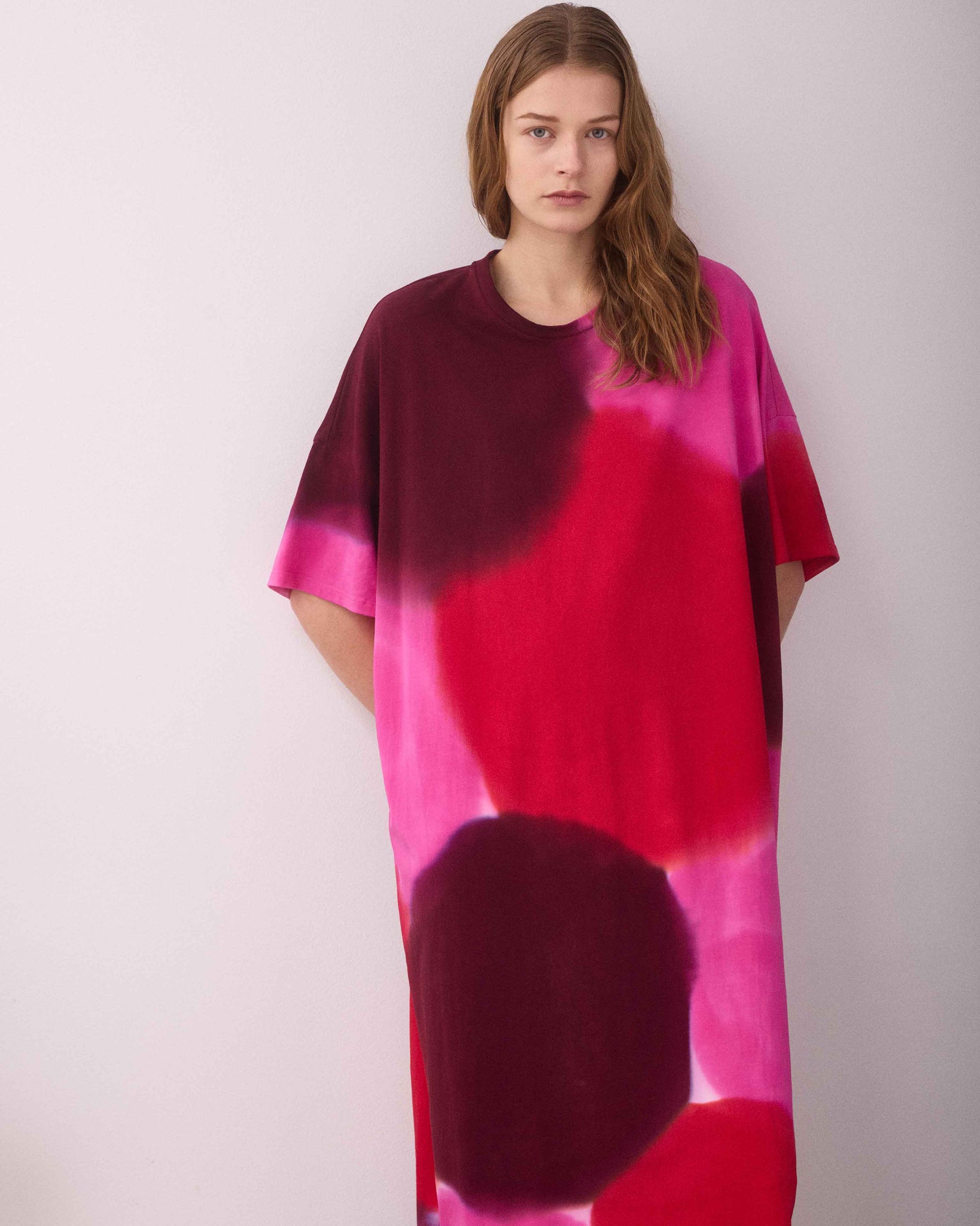 ADELE OVER-SIZED MAXI DRESS RED/PINK/BURGUNDY