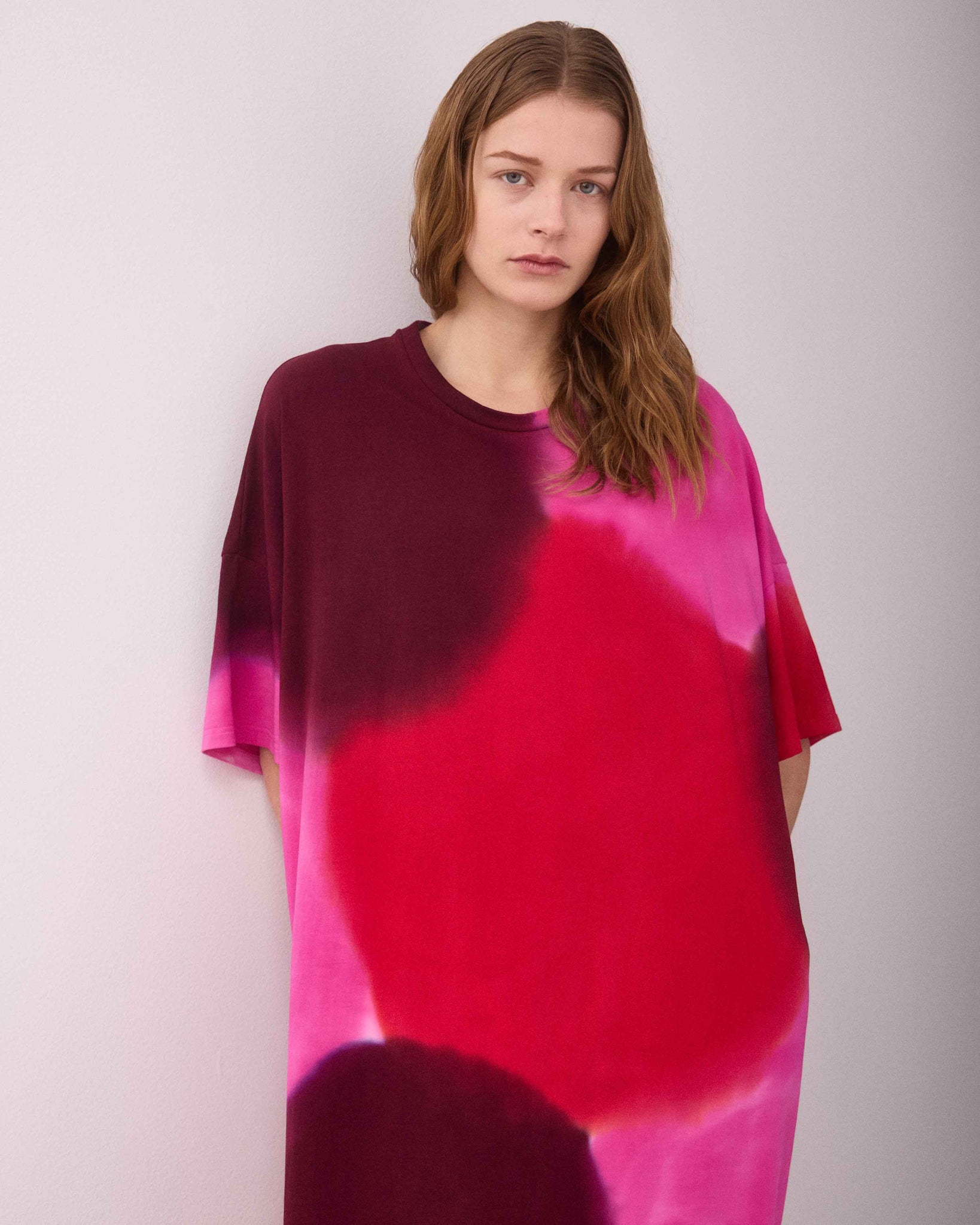 ADELE OVER-SIZED MAXI DRESS RED/PINK/BURGUNDY