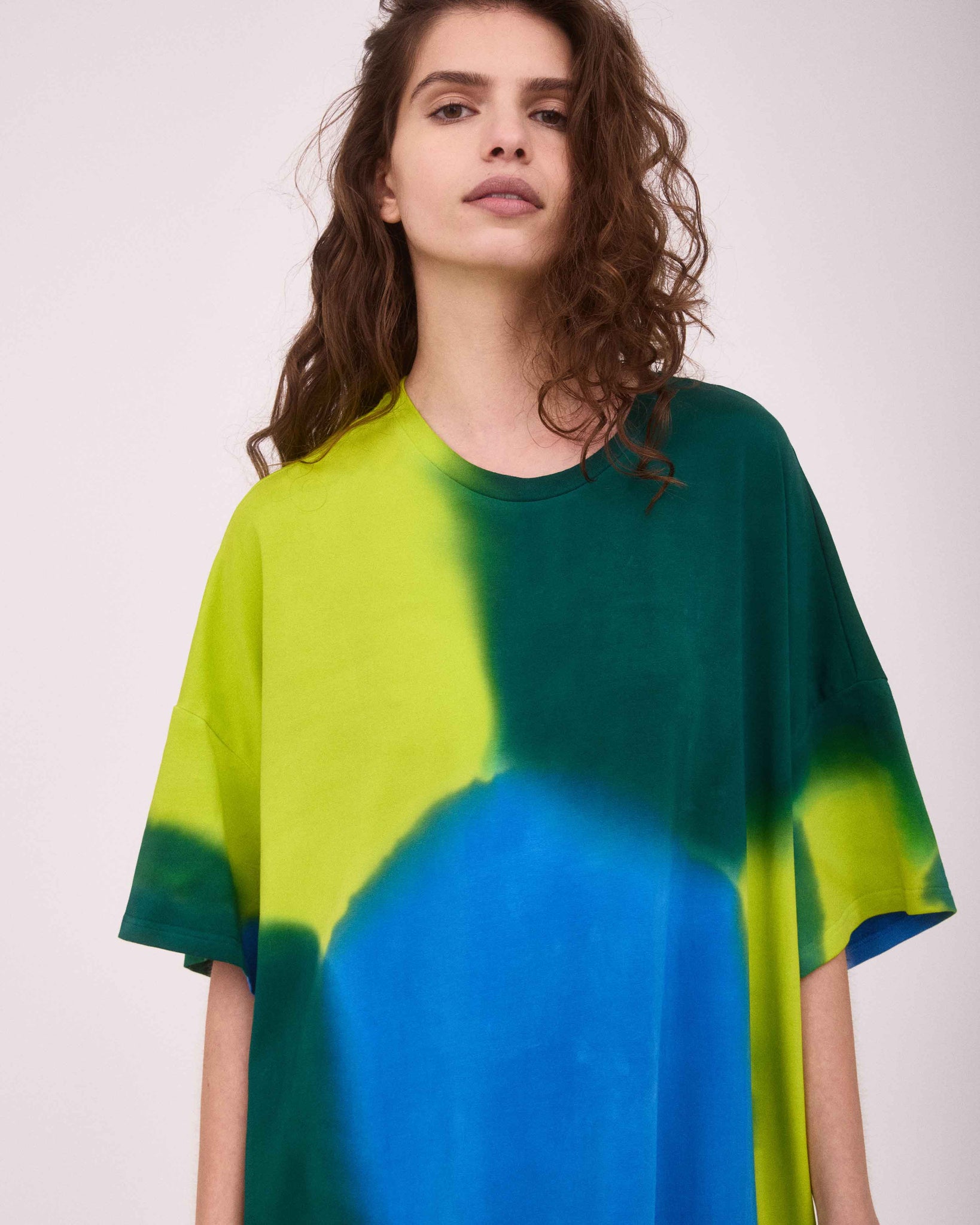 ADELE OVER-SIZED MAXI DRESS LIME GREEN/BLUE/DEEP GREEN