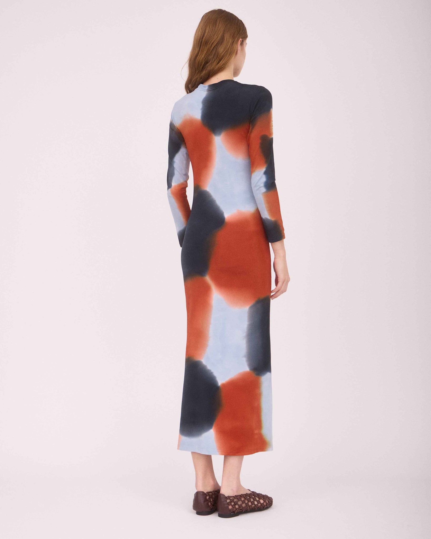 MELISSA LONG SLEEVE DRESS BLACK/BROWN/BLUE GREY