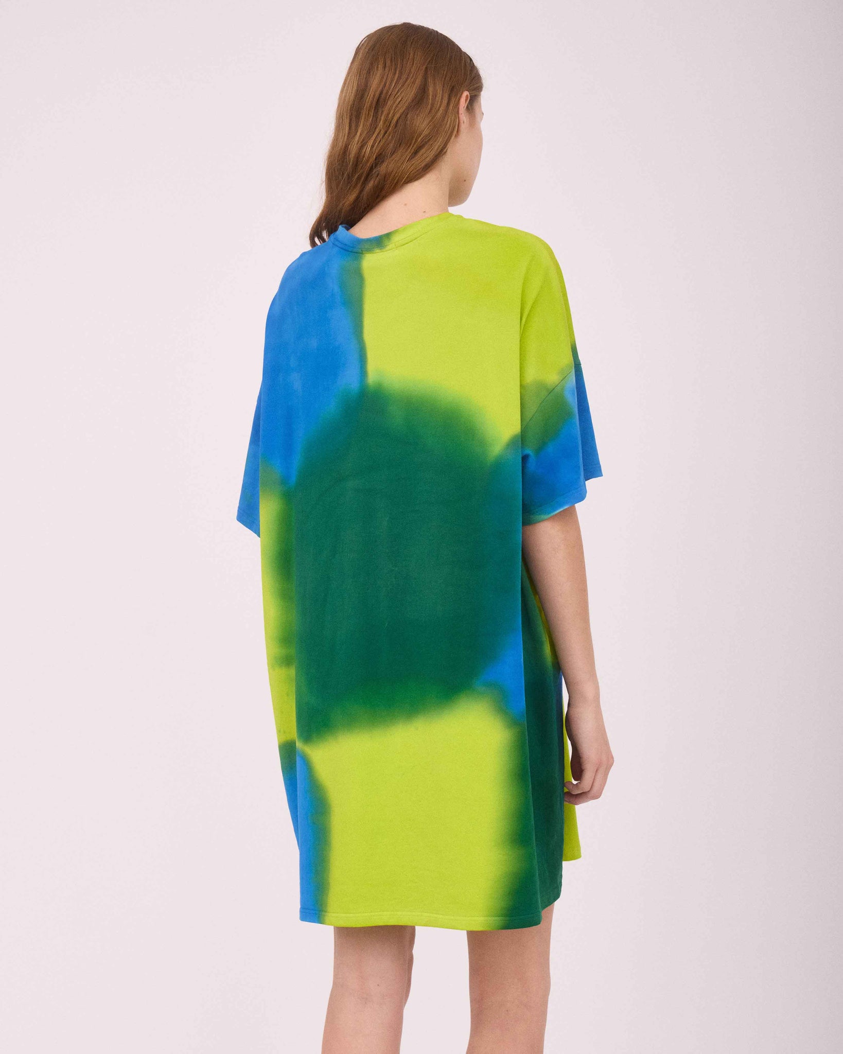 RIVER OVER-SIZED MINI DRESS LIME GREEN/BLUE/DEEP GREEN