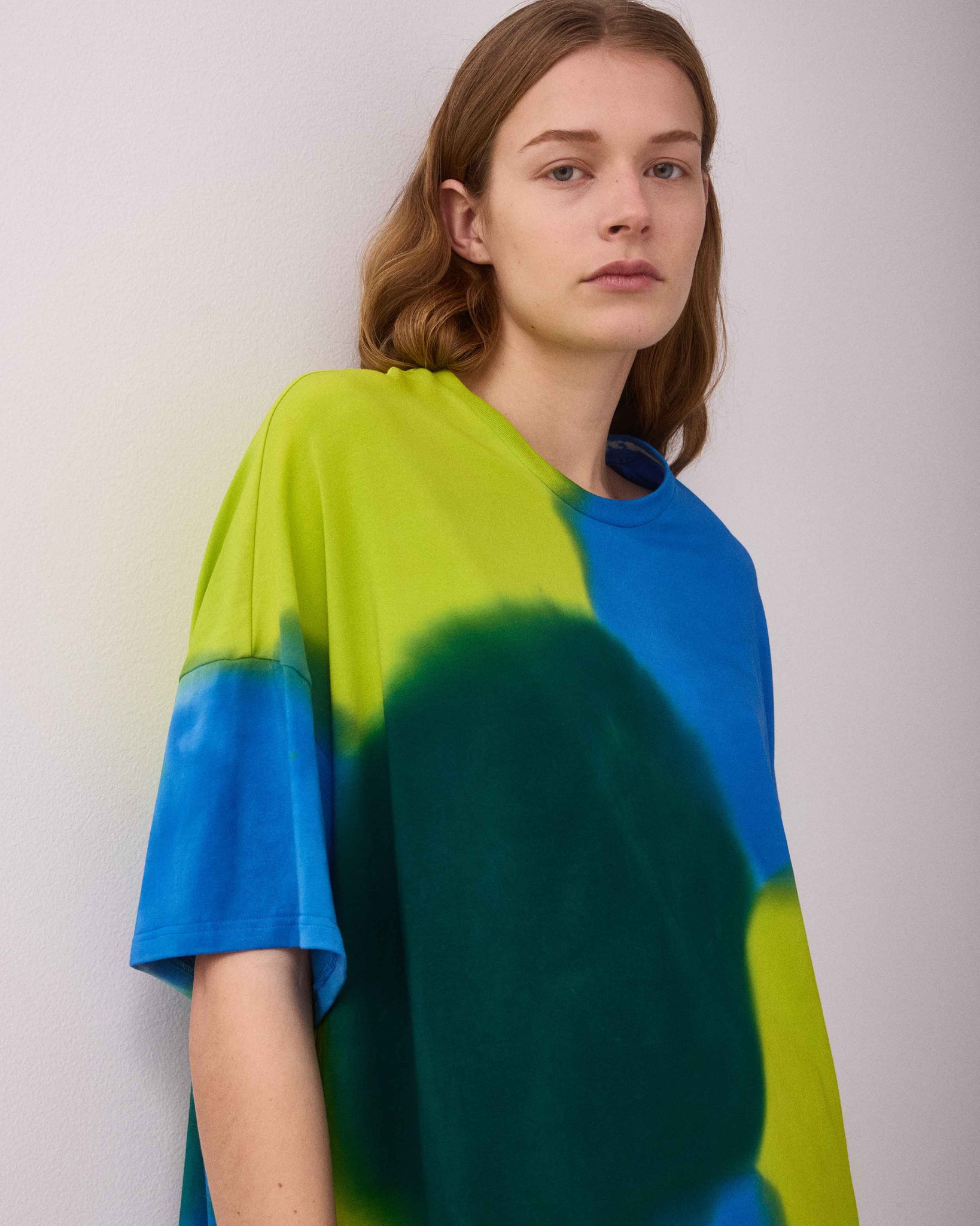 RIVER OVER-SIZED MINI DRESS LIME GREEN/BLUE/DEEP GREEN