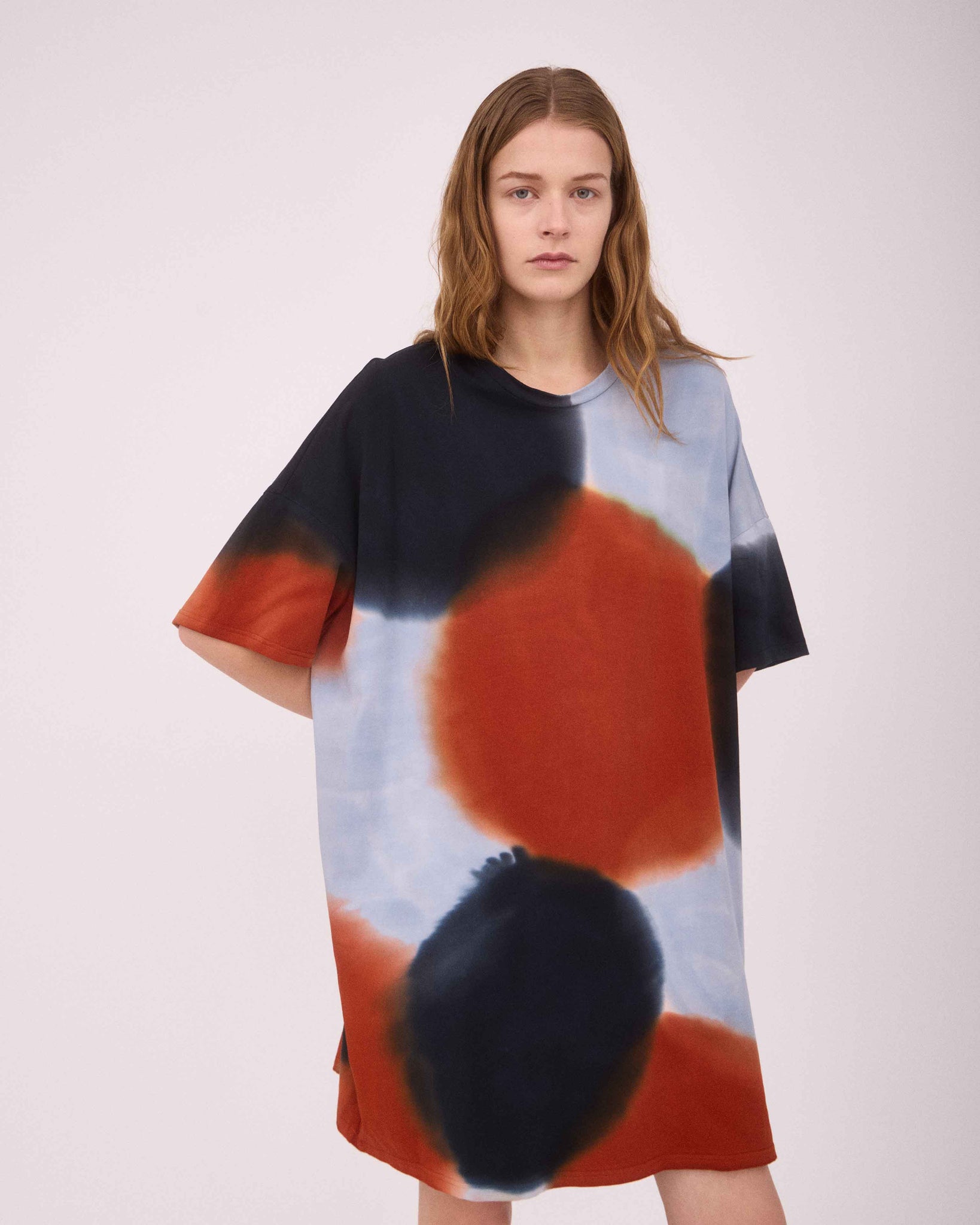 RIVER OVER-SIZED MINI DRESS BLACK/BROWN/BLUE GREY