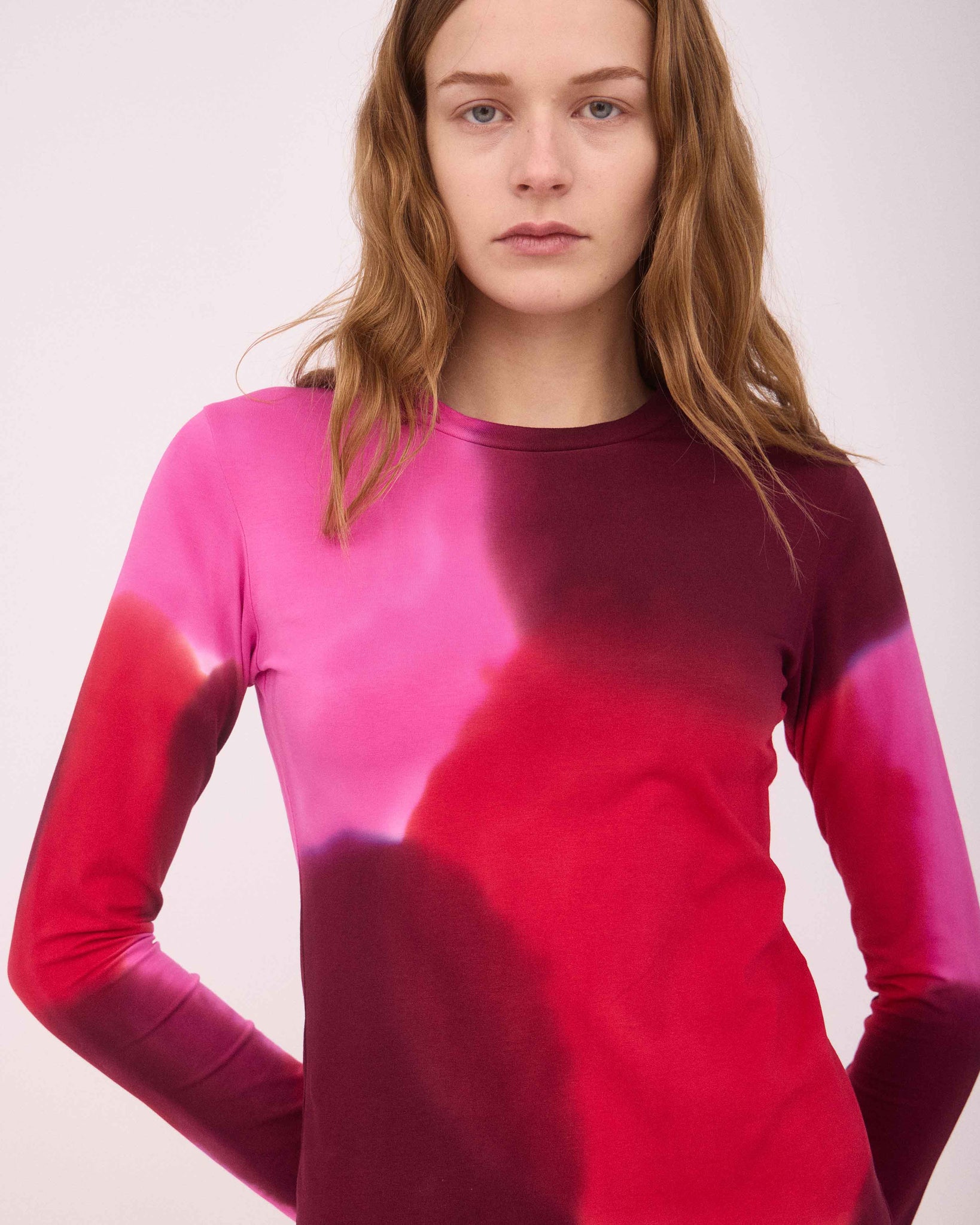 MELISSA LONG SLEEVE DRESS RED/PINK/BURGUNDY