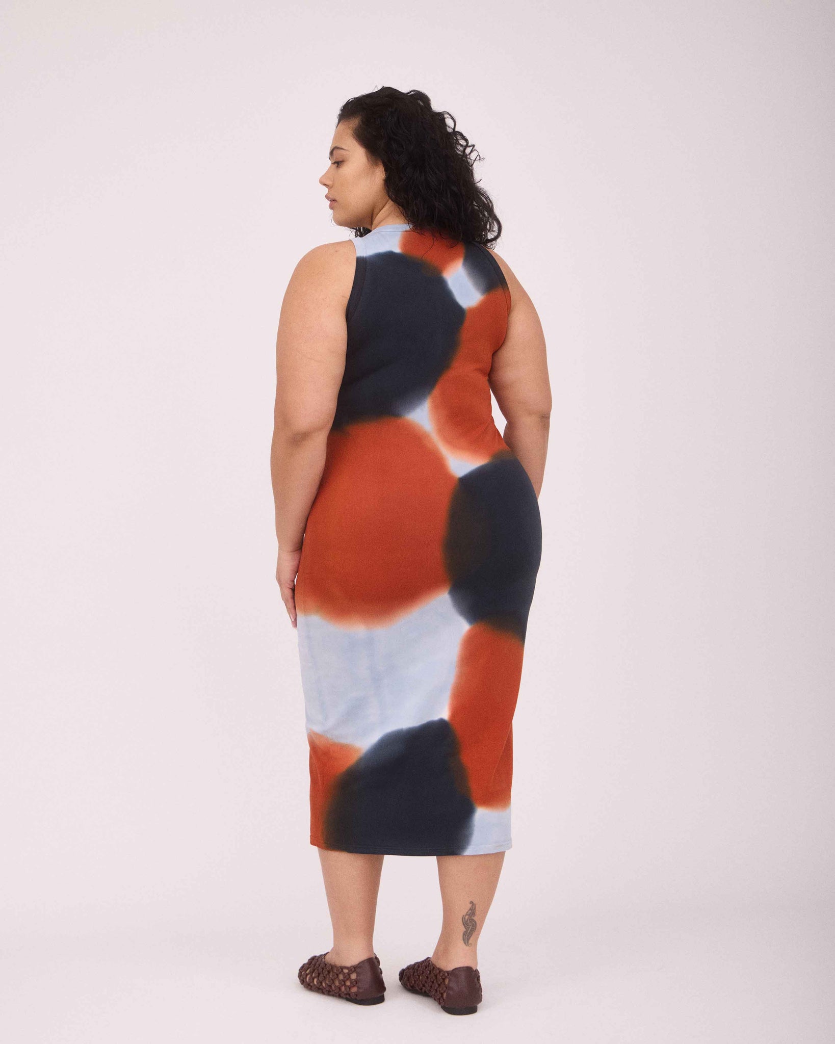 DAISY SINGLET DRESS - BLACK/BRROWN/BLUE GREY