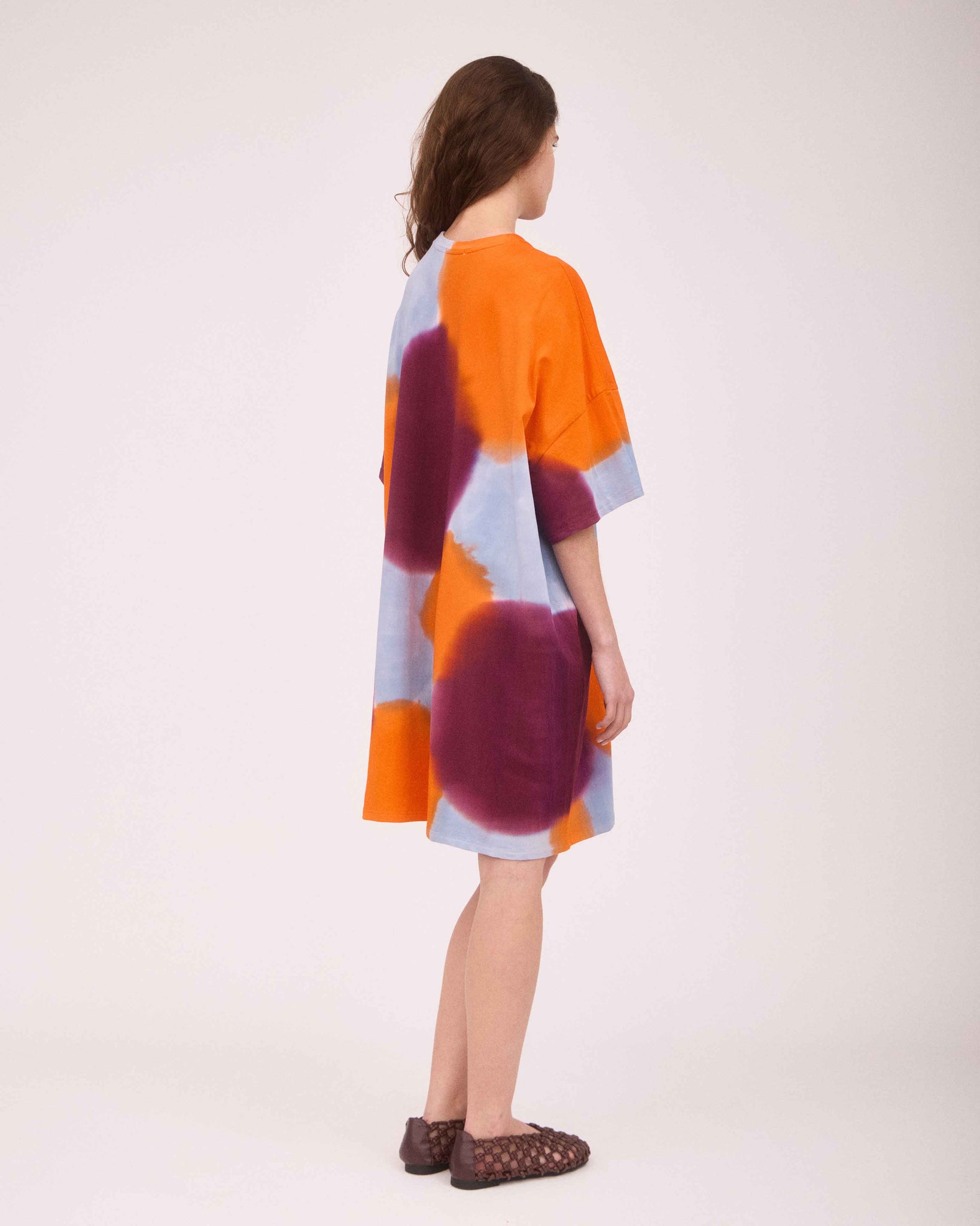 RIVER OVER-SIZED MINI DRESS ORANGE/BURGUNDY/BLUE GREY