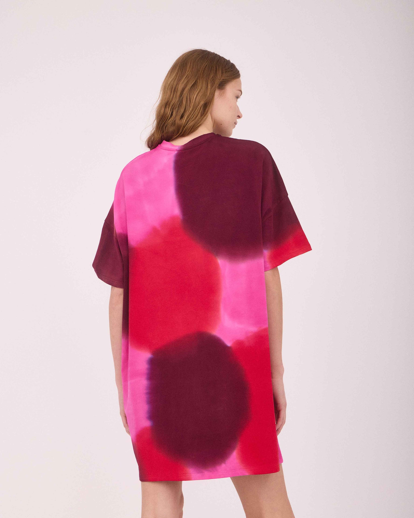 RIVER OVER-SIZED MINI DRESS RED/PINK/BURGUNDY