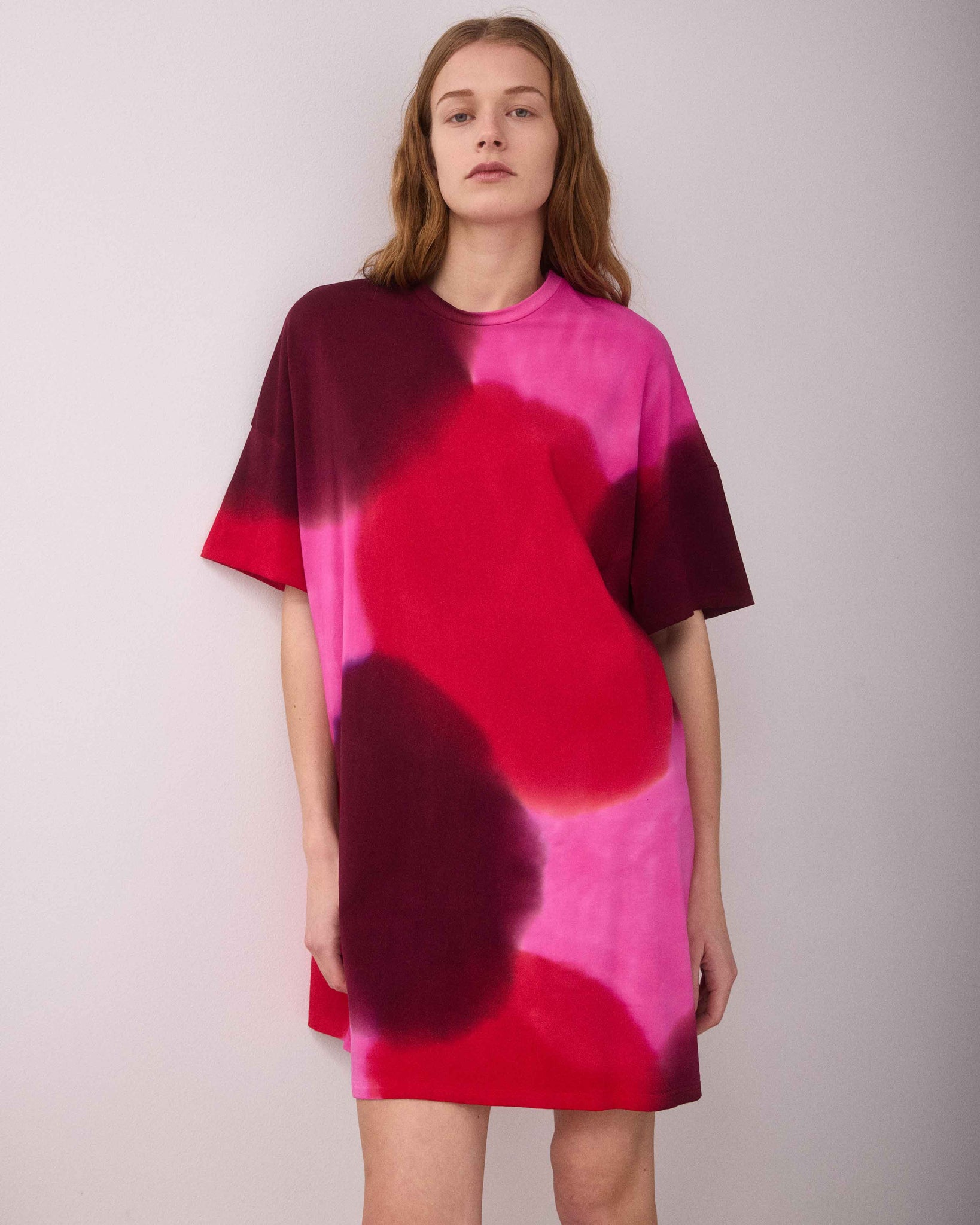 RIVER OVER-SIZED MINI DRESS RED/PINK/BURGUNDY