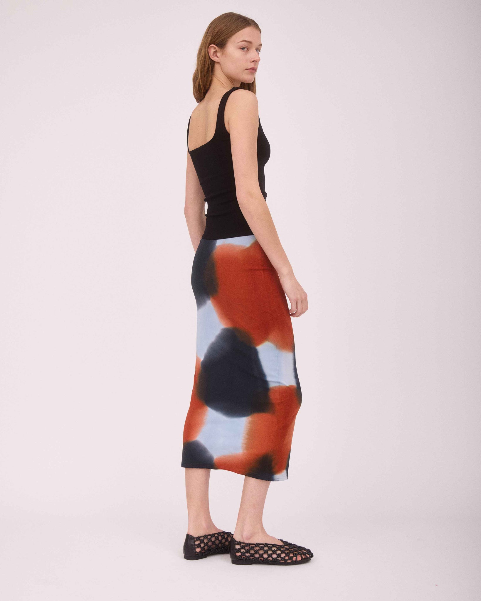 STAM PENCIL SKIRT BLACK/BROWN/BLUE GREY
