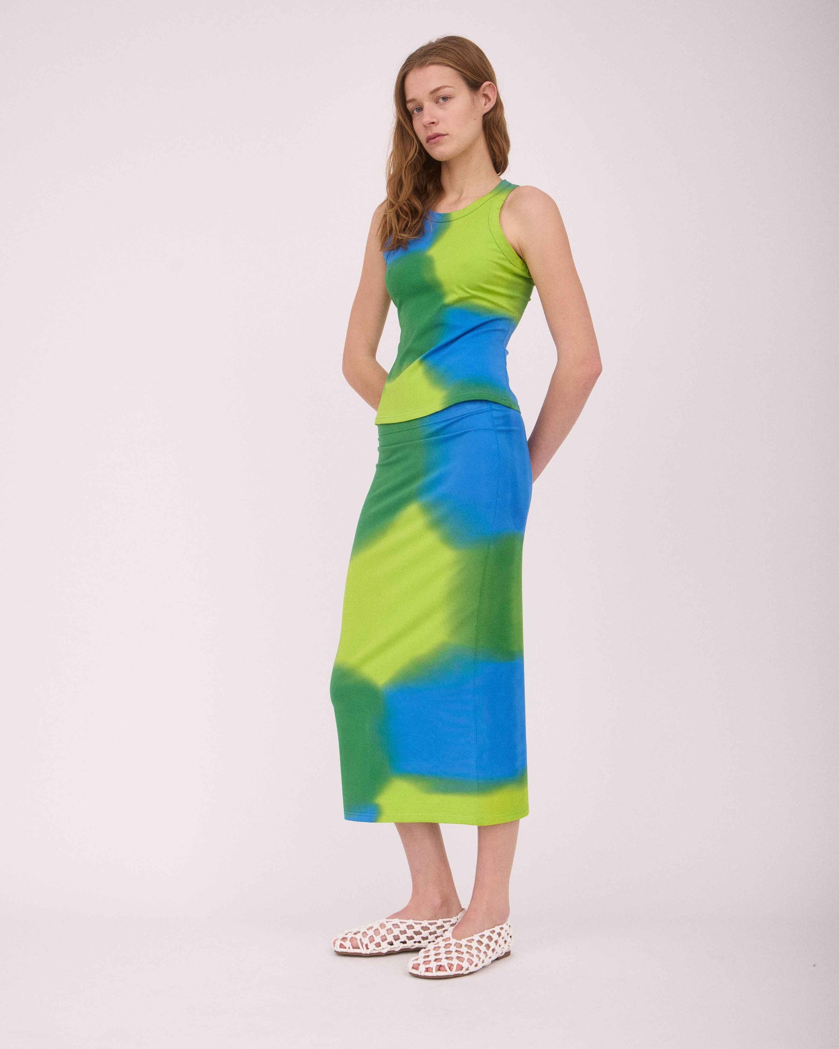 STAM PENCIL SKIRT LIME GREEN/BLUE/DEEP GREEN