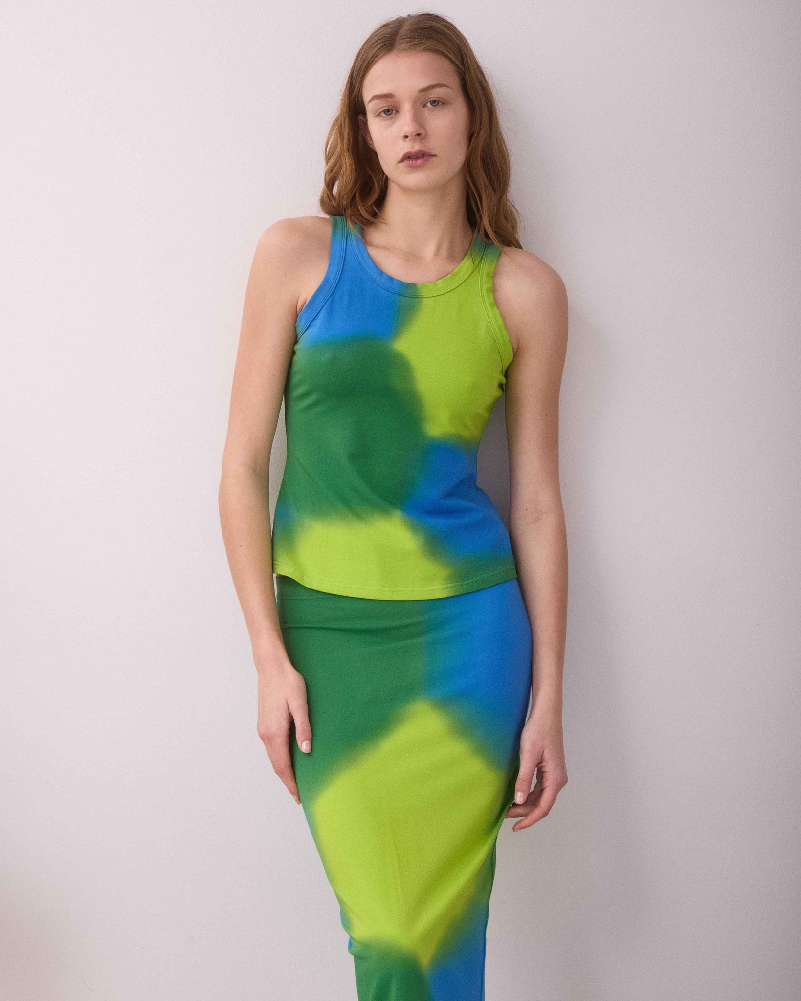 STAM PENCIL SKIRT LIME GREEN/BLUE/DEEP GREEN