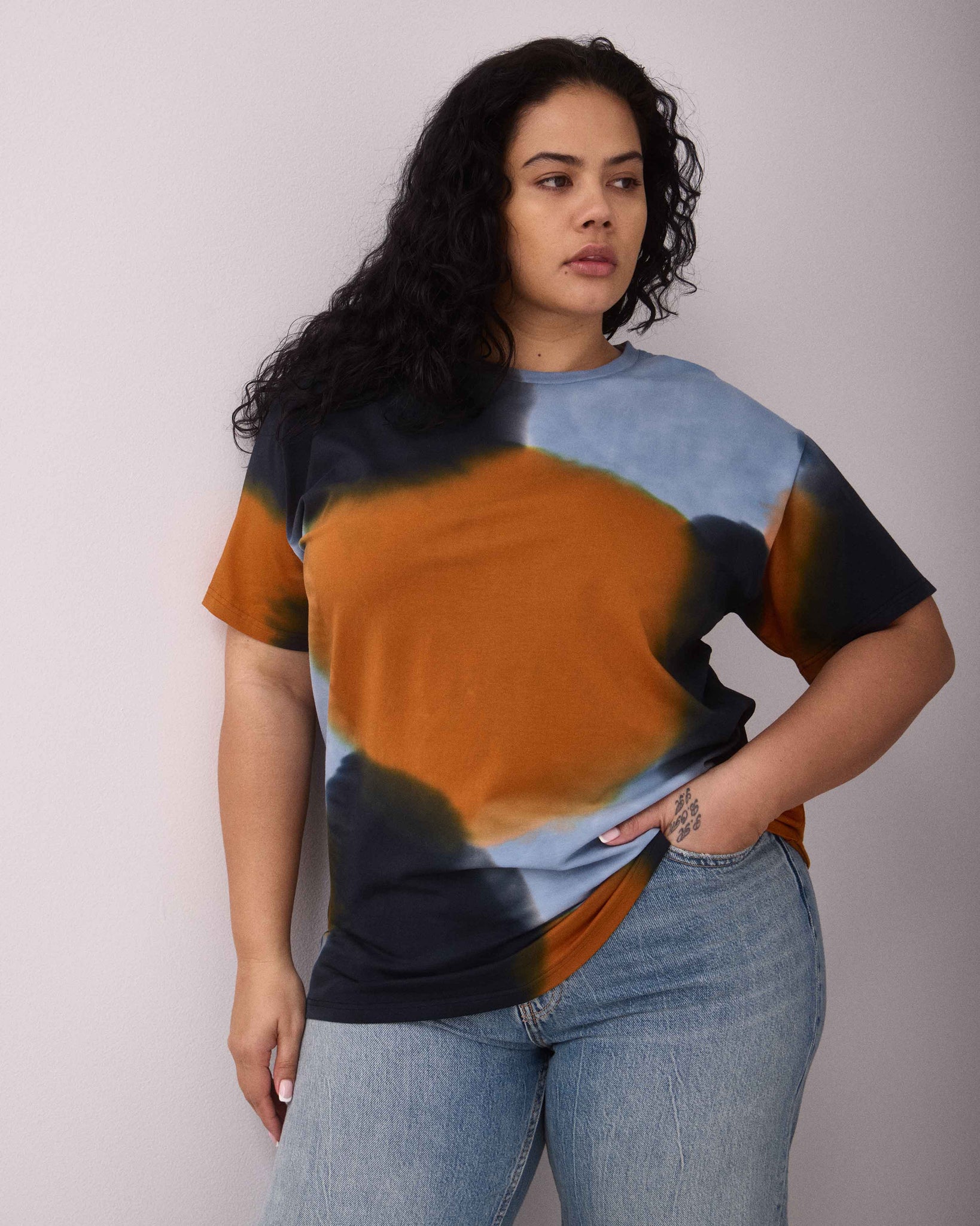 TEO T-SHIRT BLACK/BROWN/BLUE GREY