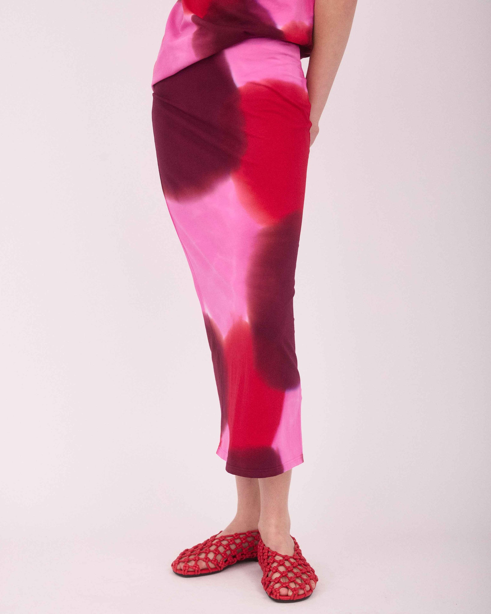 STAM PENCIL SKIRT RED/PINK/BURGUNDY