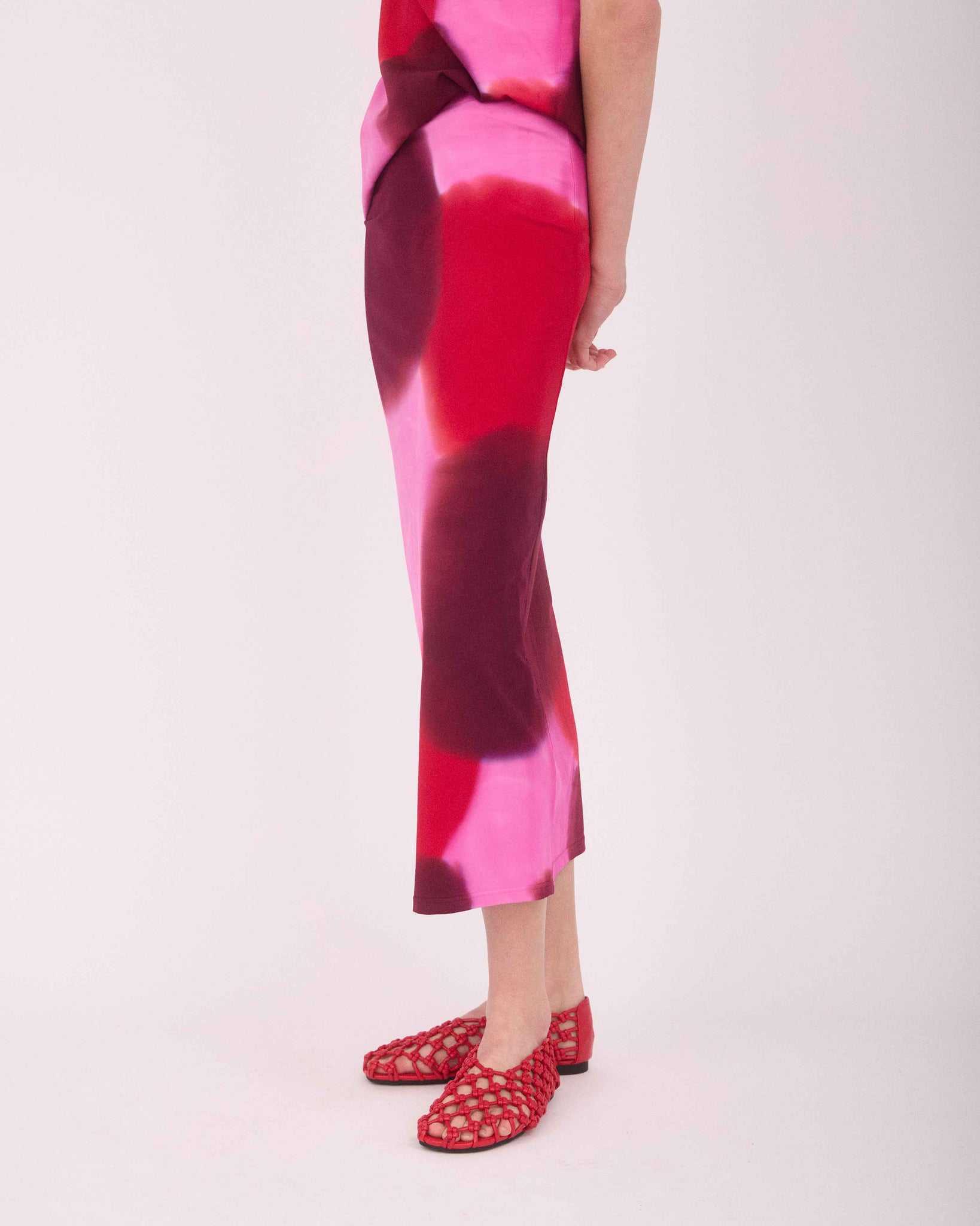 STAM PENCIL SKIRT RED/PINK/BURGUNDY