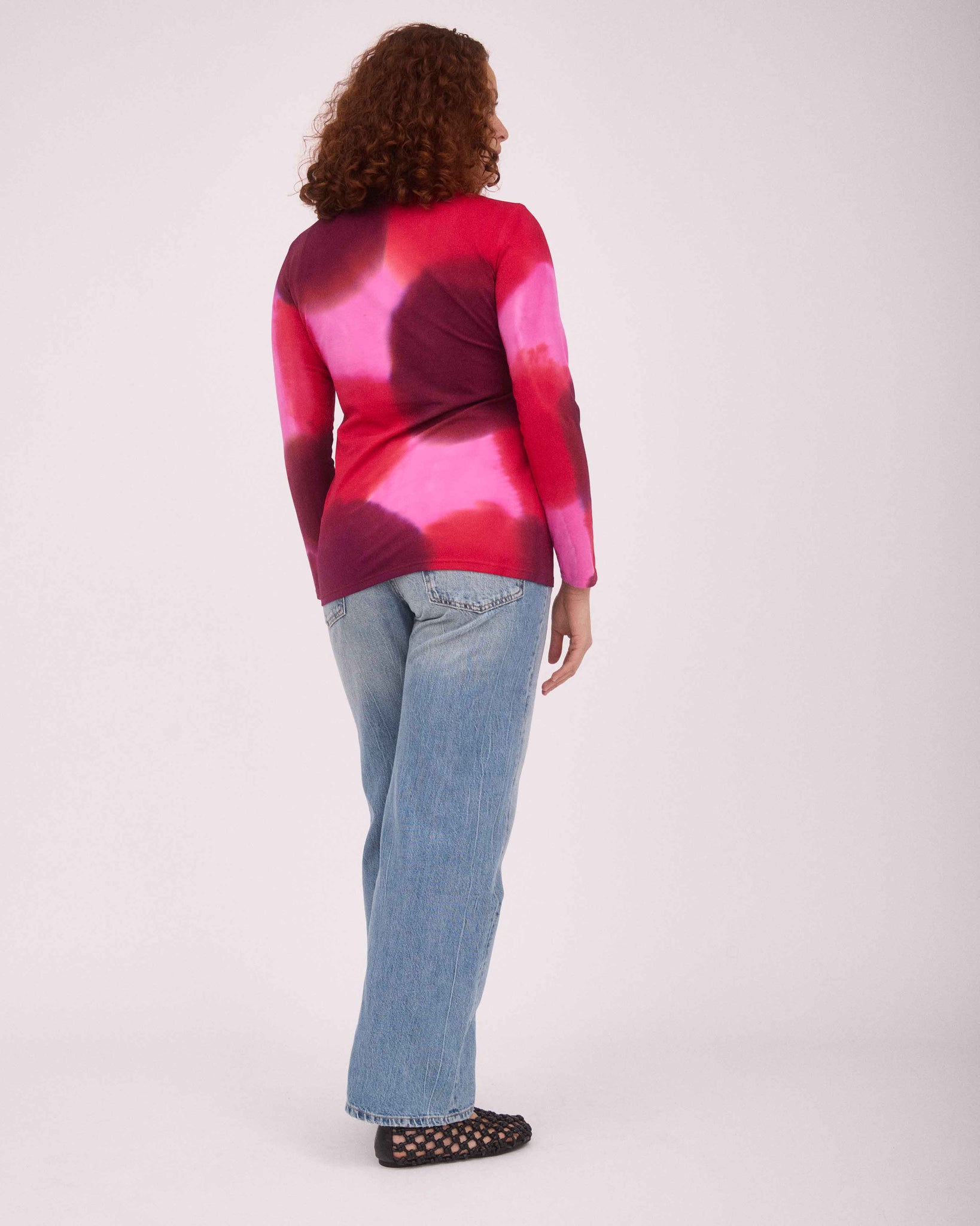 KAT TURTLE NECK TOP RED/PINK/BURGUNDY