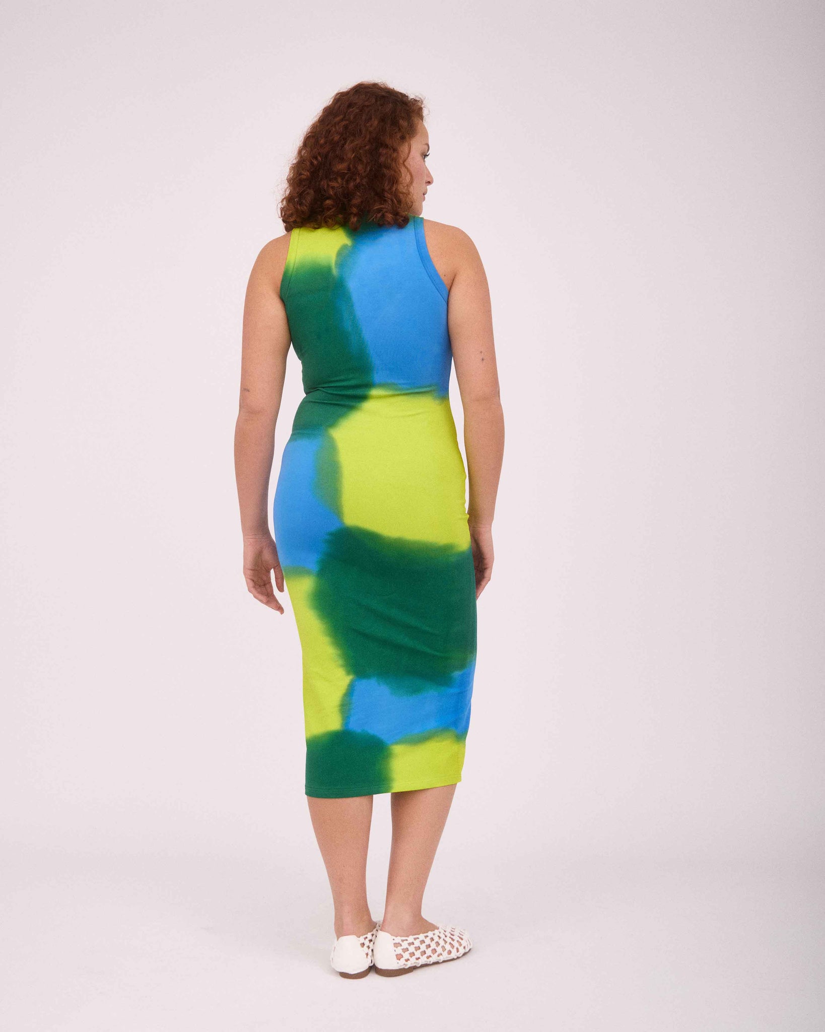 DAISY SINGLET DRESS - LIME GREEN/BLUE/DEEP GREEN