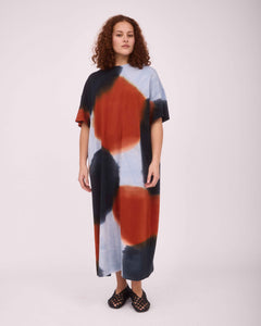 ADELE OVER-SIZED MAXI DRESS BLACK/BROWN/BLUE GREY – Gary Bigeni