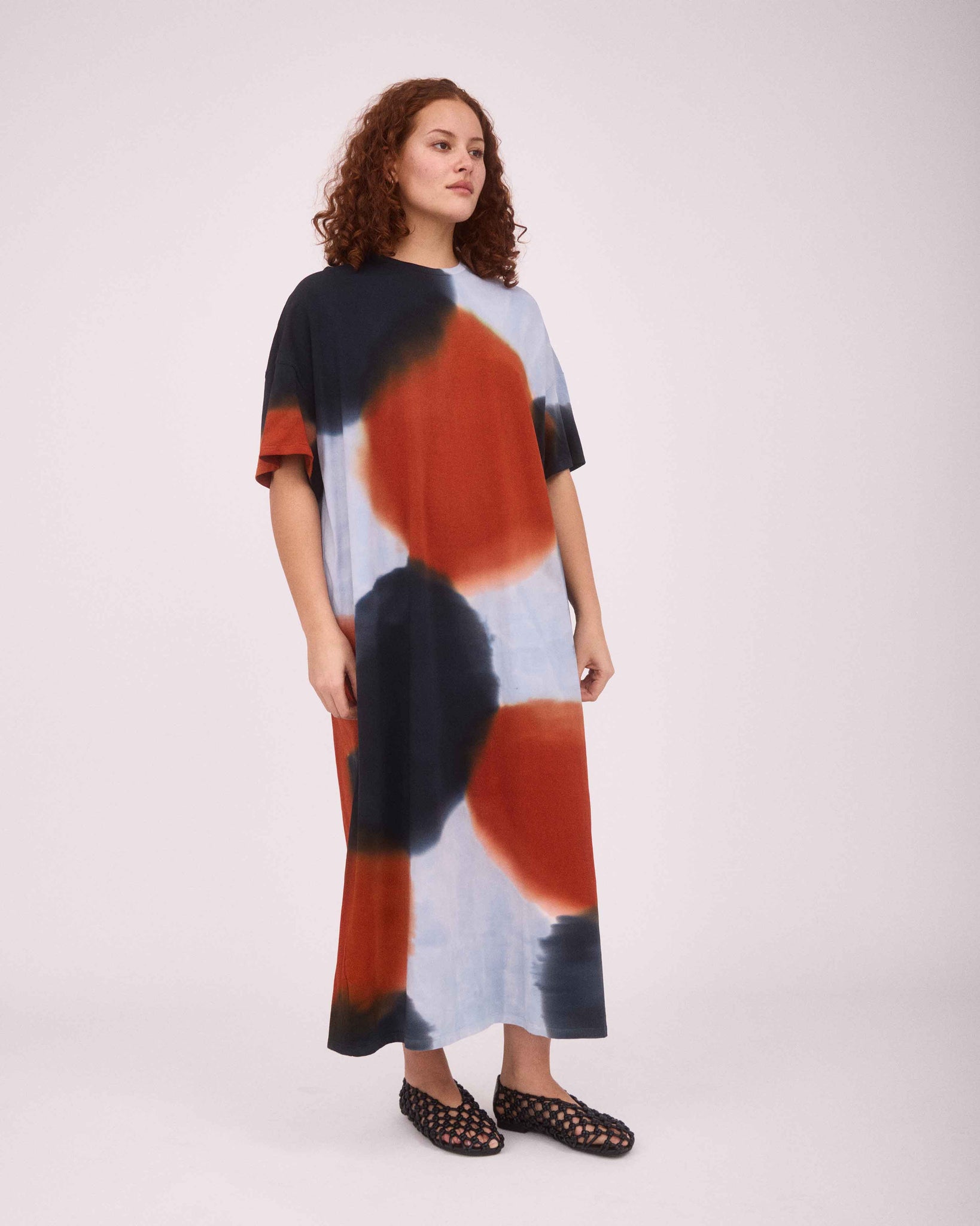 ADELE OVER-SIZED MAXI DRESS BLACK/BROWN/BLUE GREY