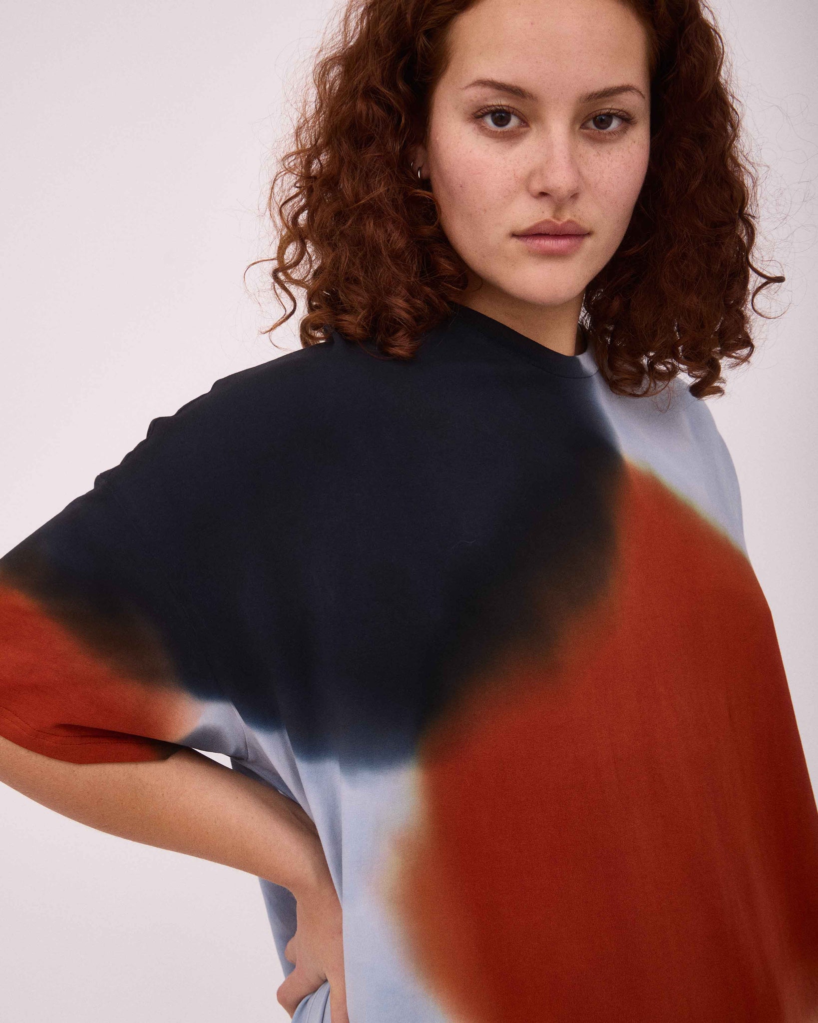 ADELE OVER-SIZED MAXI DRESS BLACK/BROWN/BLUE GREY