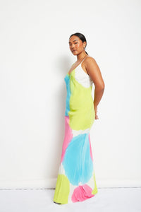 MILKA TWO-TONE CAMI DRESS- HAND PAINTED SILK SATIN (PRE -ORDER)