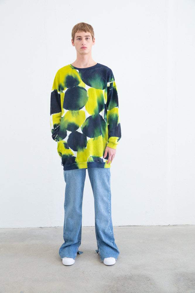 SHADE SWEATER OVERSIZED DRESS -Navy/Lime Green