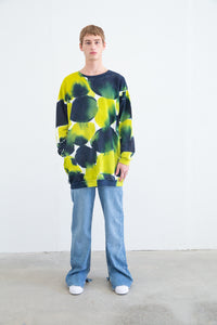 SHADE SWEATER OVERSIZED DRESS -Navy/Lime Green