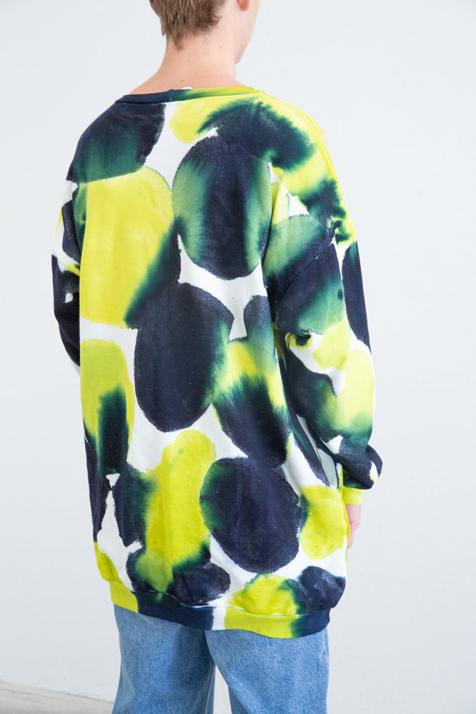 SHADE SWEATER OVERSIZED DRESS -Navy/Lime Green