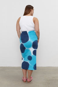 Stam Pencil Skirt Navy/Turquoise Blue