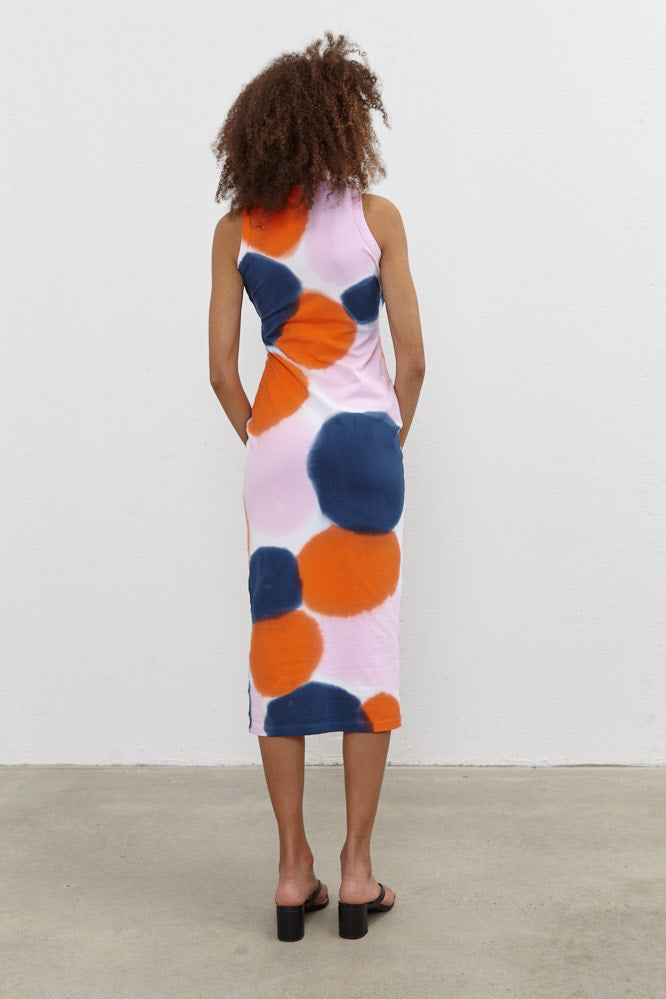 Daisy Fitted Singlet Dress Orange/Navy/Pink