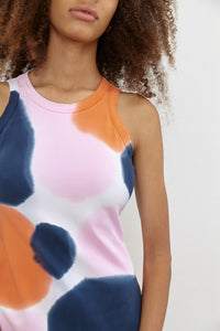 Daisy Fitted Singlet Dress Orange/Navy/Pink
