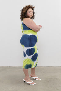 Daisy Fitted Singlet Dress Navy/Lime Green
