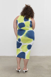 Daisy Fitted Singlet Dress Navy/Lime Green