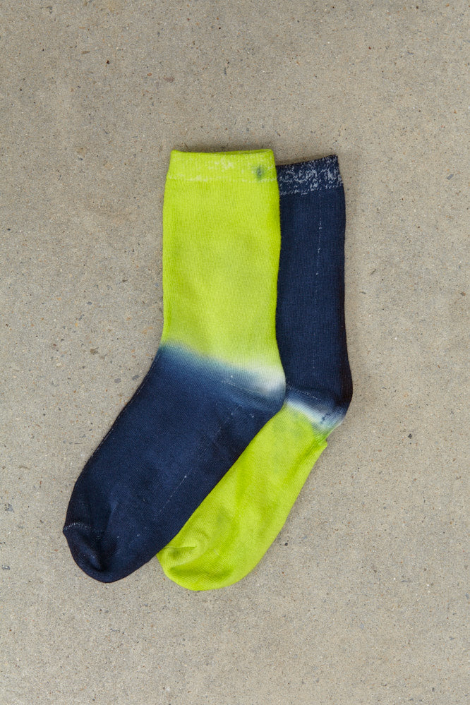 Charlie Socks Navy/Lime green