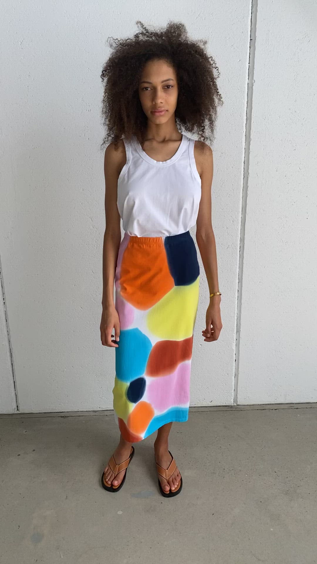 STAM HAND-PAINTED PENCIL SKIRT IN MULTI COLOURS